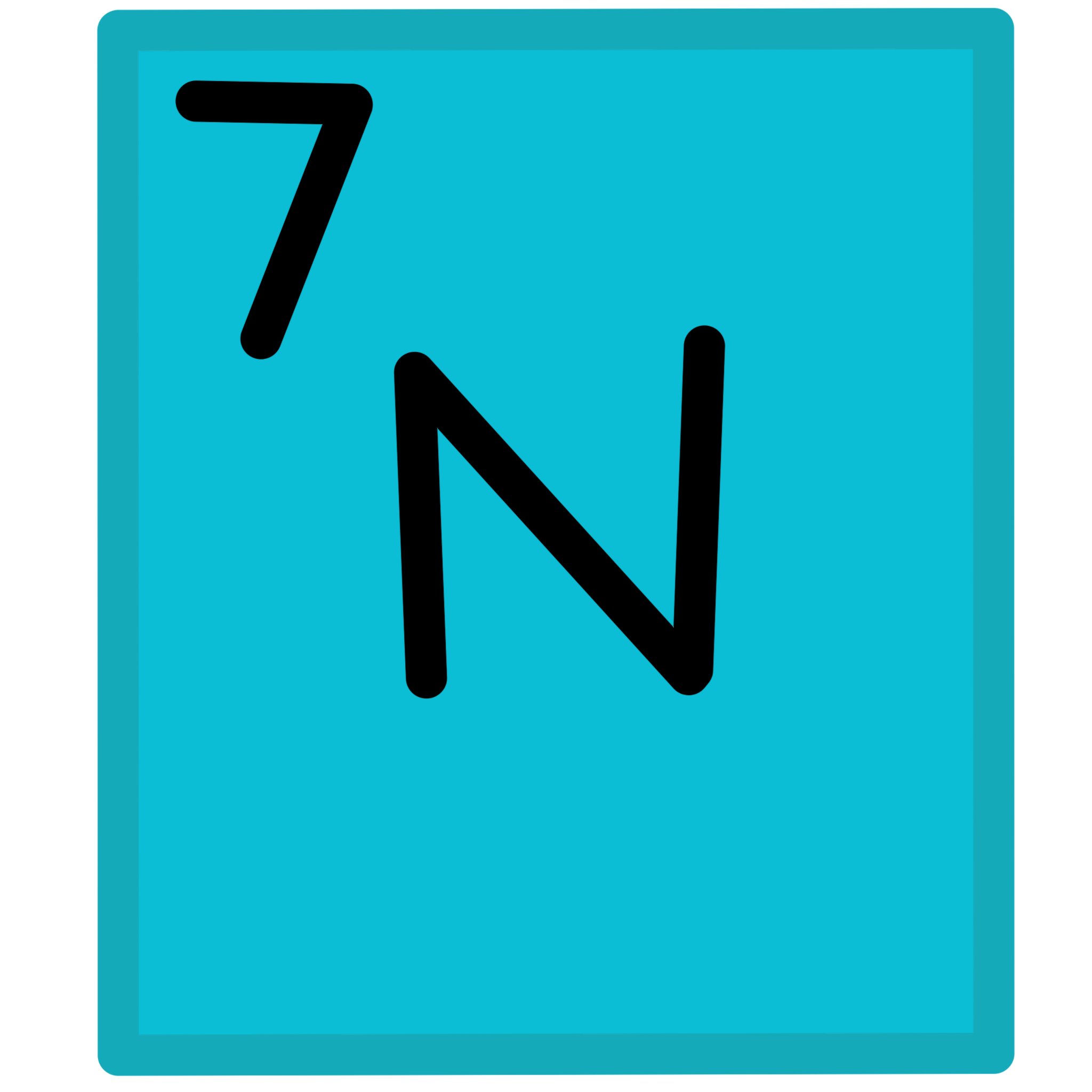 A light blue square with a “N” in the middle of it There is also a 7 in the top left corner